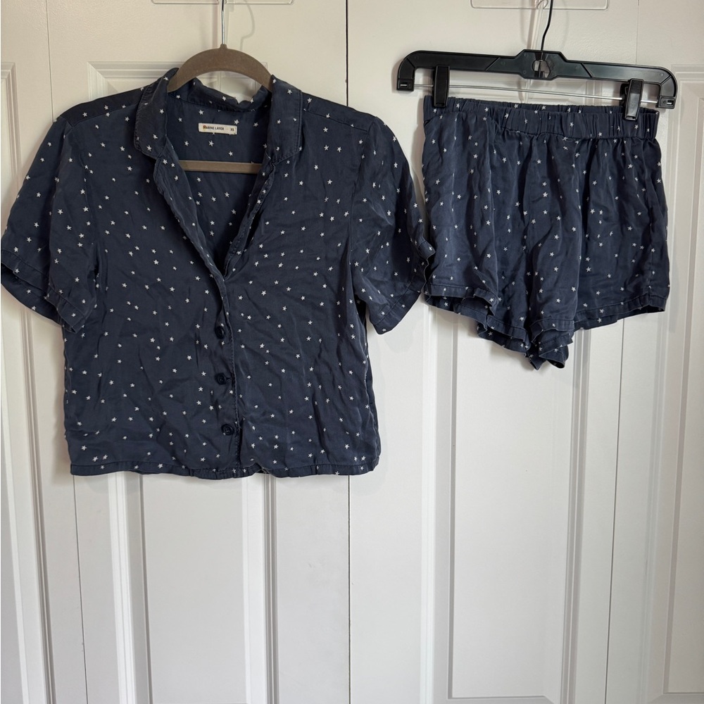 Women’s Marine Layer 100% Silk Pajama Short Set Size XS Starry Night
